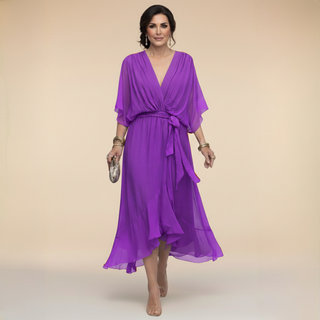 DELACROIX | Robe en chiffon à décolleté V