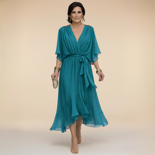 DELACROIX | Robe en chiffon à décolleté V