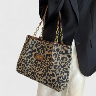 DELACROIX | SAC SHOPPING EN TOILE MOTIF LÉOPARD