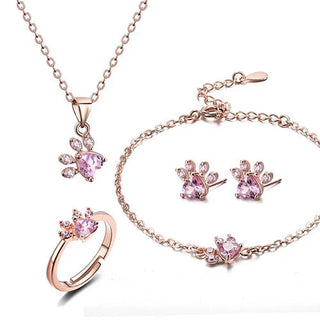 Arbour – Parure de bijoux 4 pièces avec patte et cœur en zirconia