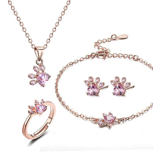 Arbour – Parure de bijoux 4 pièces avec patte et cœur en zirconia