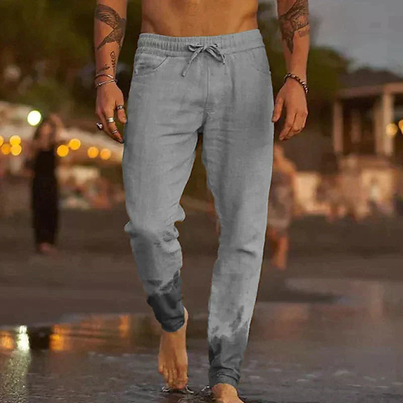 LAURENT MONACO | PANTALON DE PLAGE CLASSIQUE EN LIN POUR HOMMES