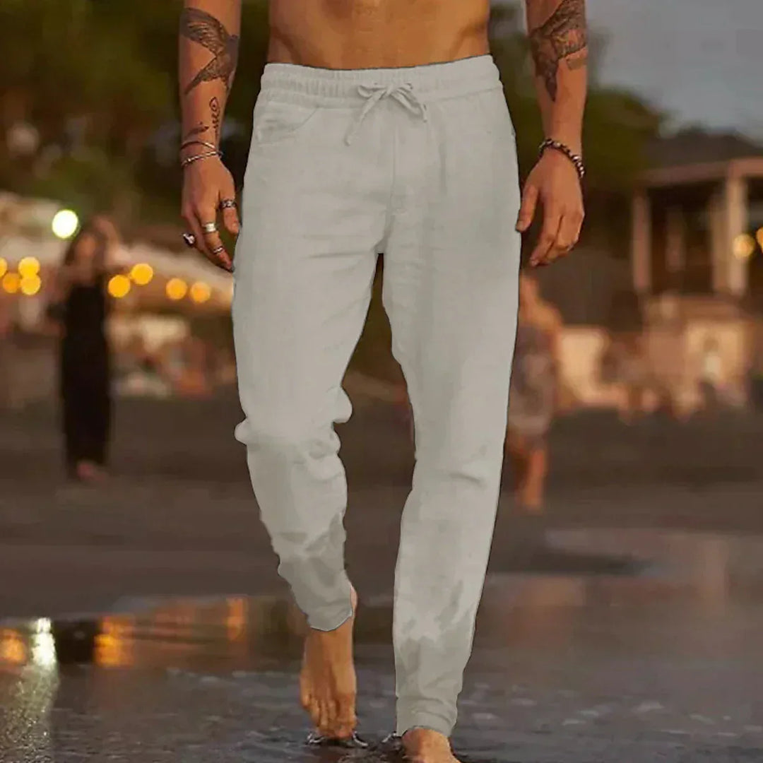 LAURENT MONACO | PANTALON DE PLAGE CLASSIQUE EN LIN POUR HOMMES