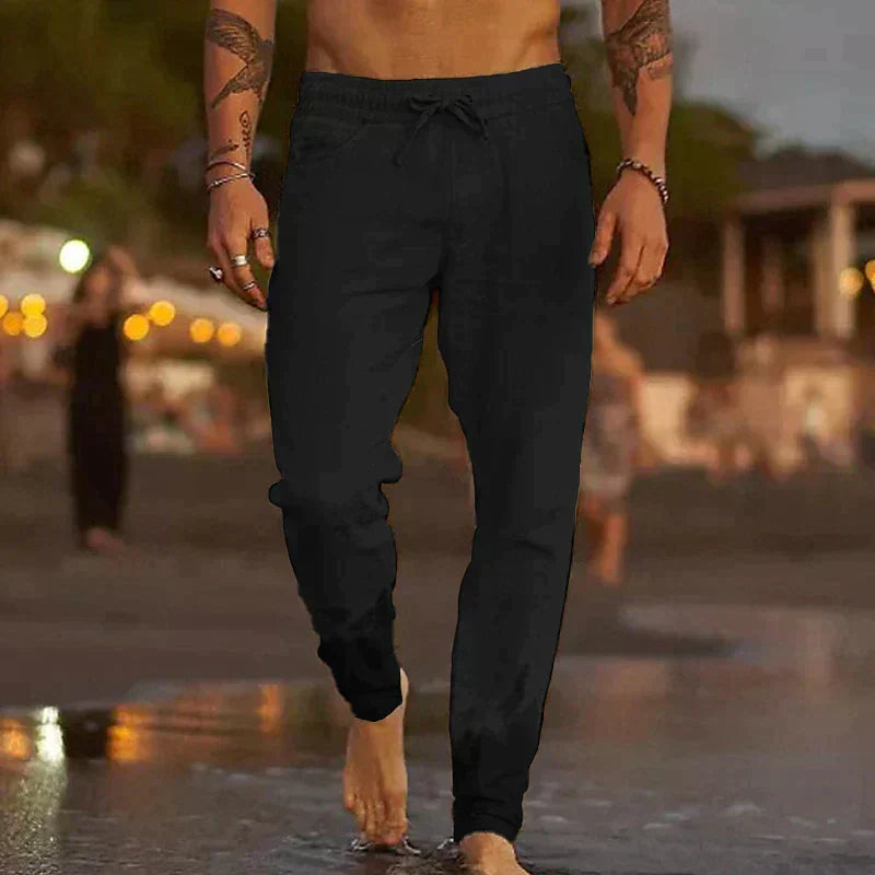 LAURENT MONACO | PANTALONS DE PLAGE EN LIN CLASSIQUES POUR HOMMES