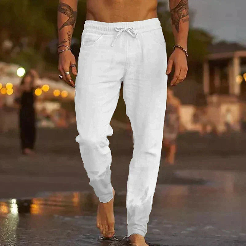LAURENT MONACO | PANTALON DE PLAGE CLASSIQUE EN LIN POUR HOMMES
