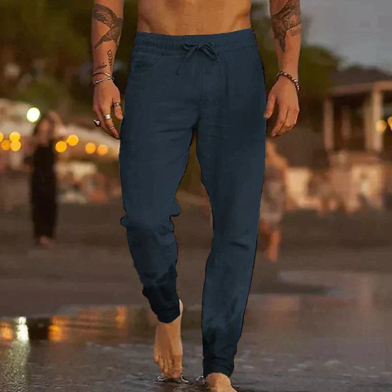 LAURENT MONACO | PANTALONS DE PLAGE EN LIN CLASSIQUES POUR HOMMES