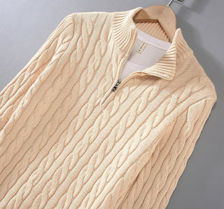 Pull Torsadé Élégance à Demi-Zip - Maison Claire et Sylvie