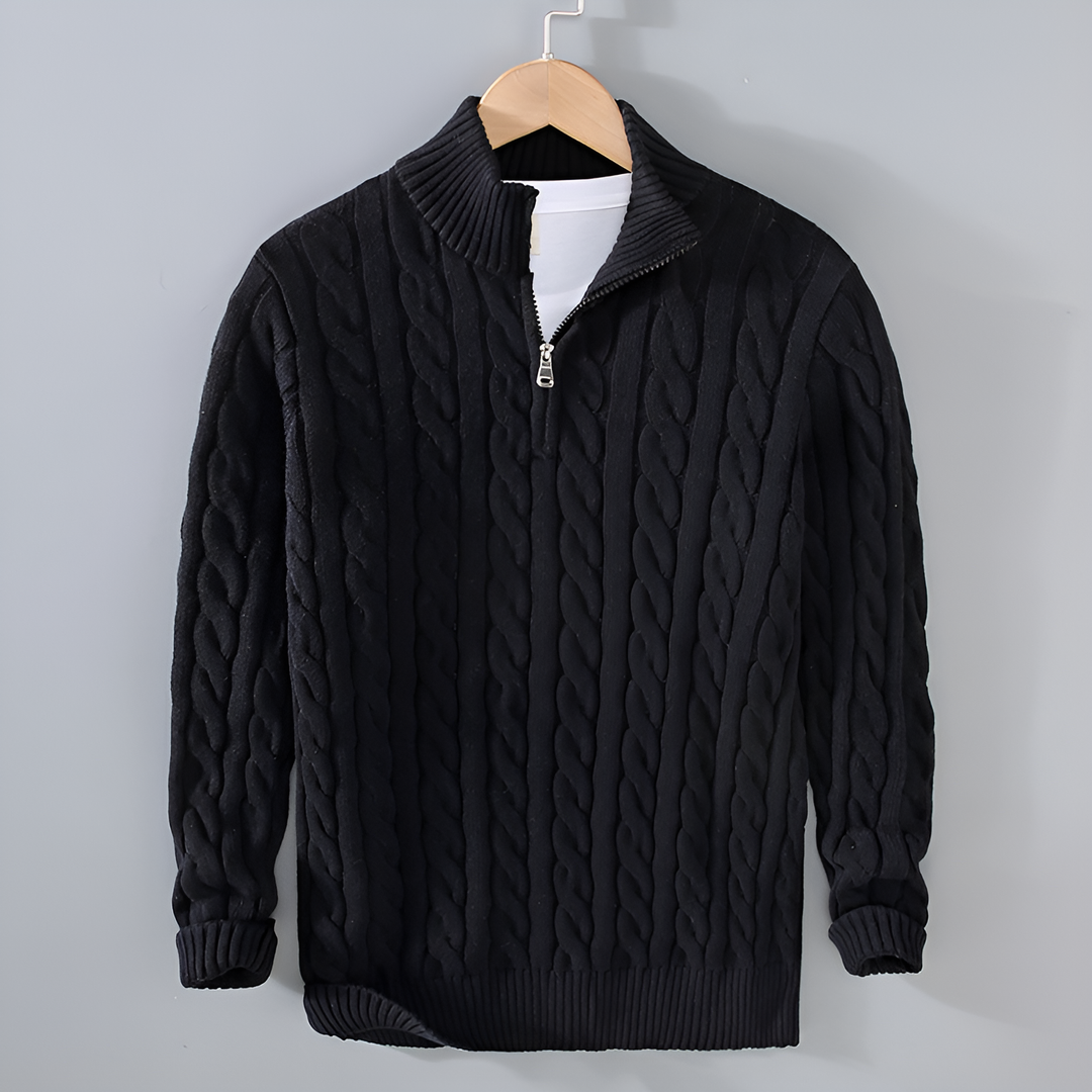 Pull Torsadé Élégance à Demi-Zip - Maison Claire et Sylvie