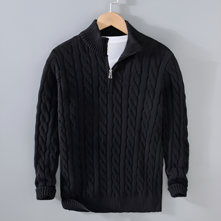 Pull Torsadé Élégance à Demi-Zip - Maison Claire et Sylvie