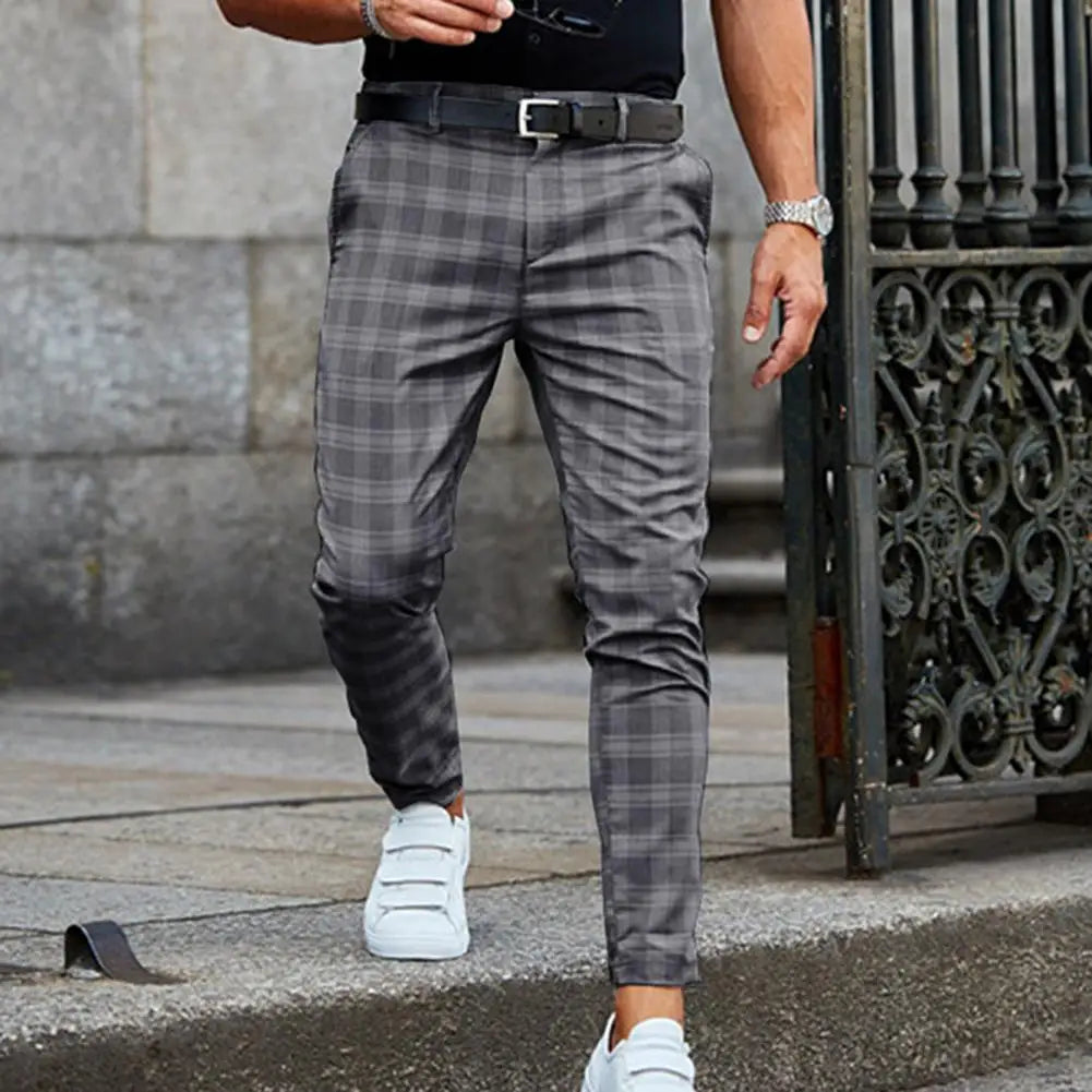 Pantalon Décontracté À Carreaux Pour Homme