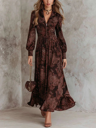 DELACROIX | ROBE LONGUE À IMPRIMÉ VINTAGE ÉLÉGANT