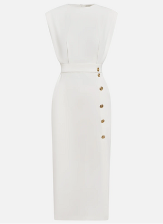 DELACROIX | ROBE MIDI AJUSTÉE AVEC BOUTONS DORÉS