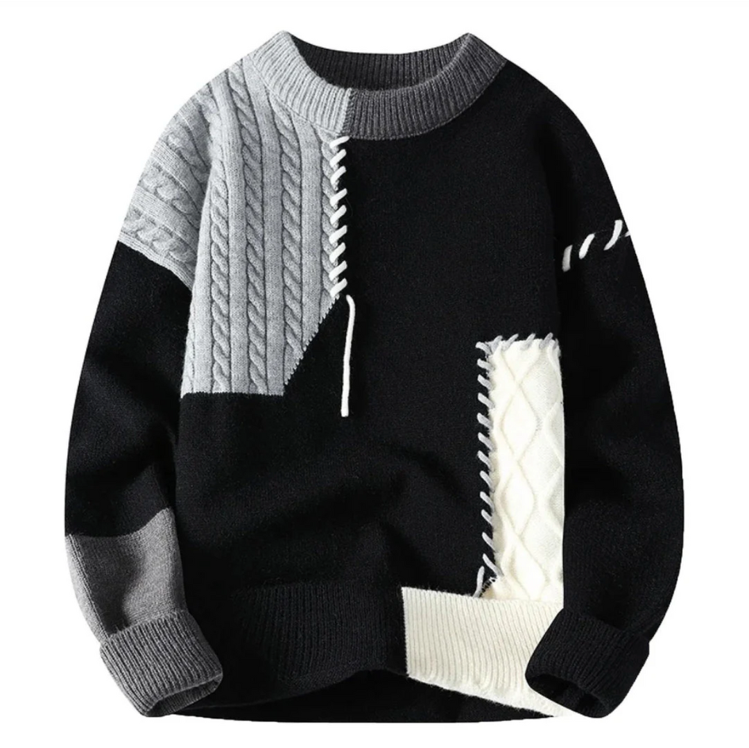 Pull en Patchwork Élégant en Laine Douce - Maison Claire et Sylvie