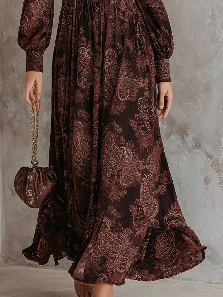 DELACROIX | ROBE LONGUE À IMPRIMÉ VINTAGE ÉLÉGANT