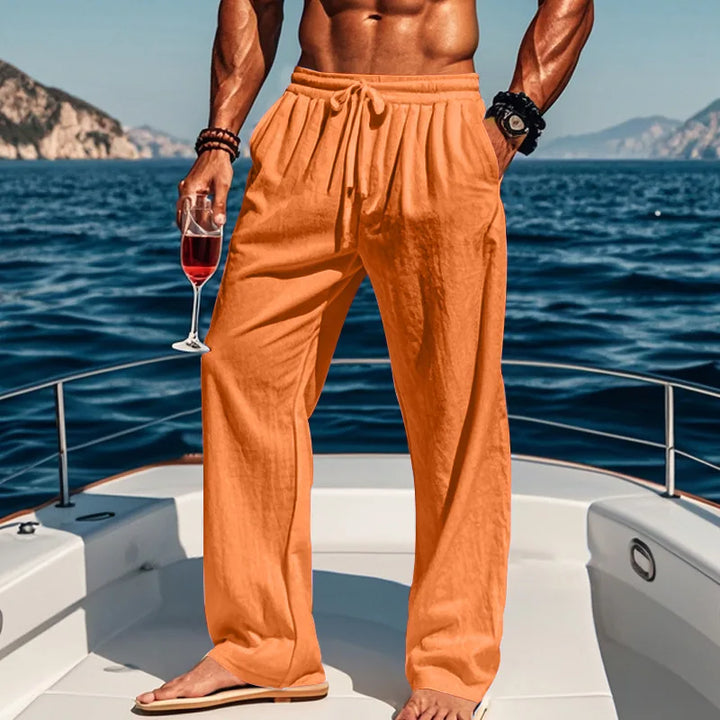 LAURENT MONACO | PANTALON LIN AZUR POUR HOMME