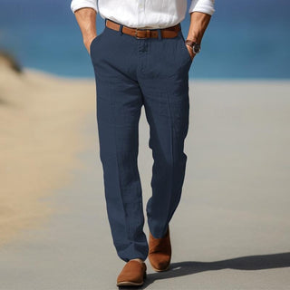 PANTALON HOMME LUXE EN LIN PREMIUM (AVEC PASSANTS POUR CEINTURE)