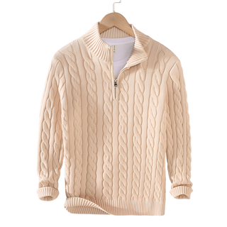 Pull Torsadé Élégance à Demi-Zip - Maison Claire et Sylvie