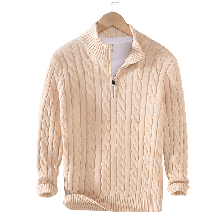 Pull Torsadé Élégance à Demi-Zip - Maison Claire et Sylvie