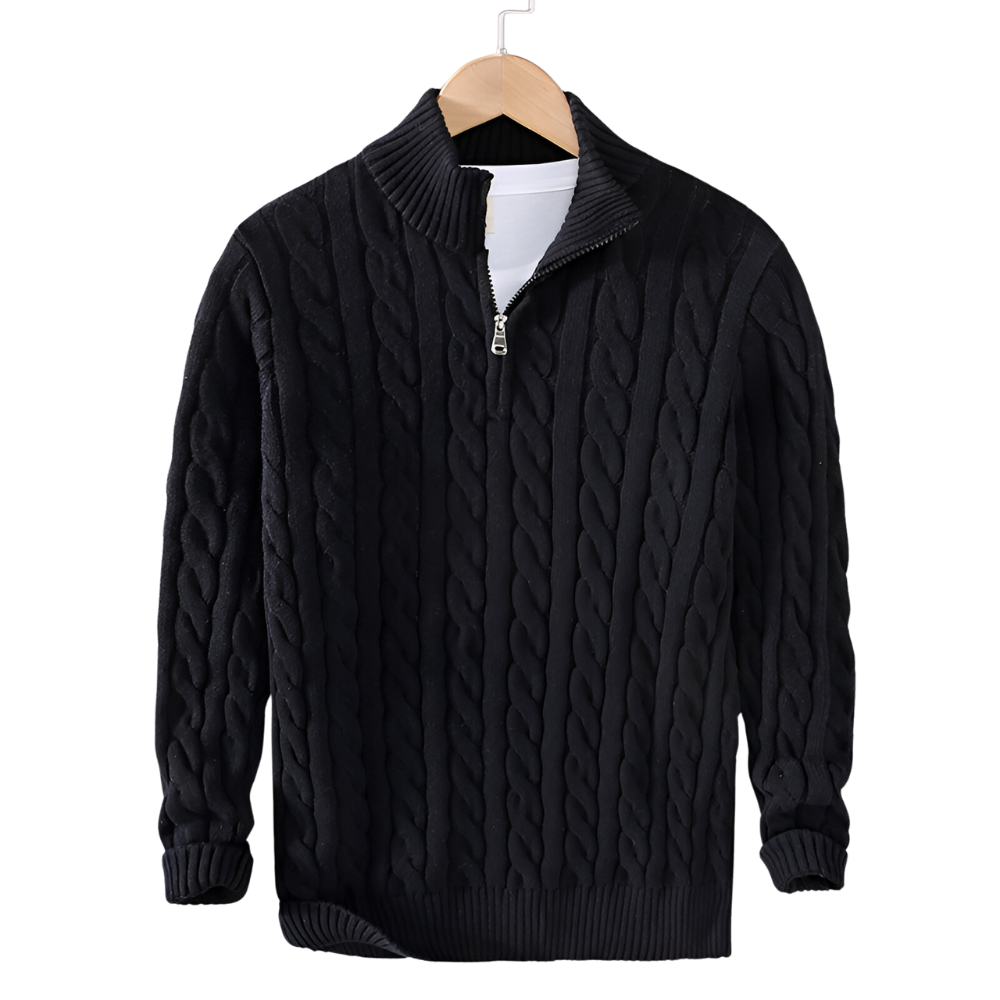 Pull Torsadé Élégance à Demi-Zip - Maison Claire et Sylvie