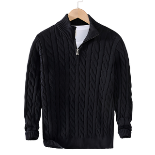 Pull Torsadé Élégance à Demi-Zip - Maison Claire et Sylvie