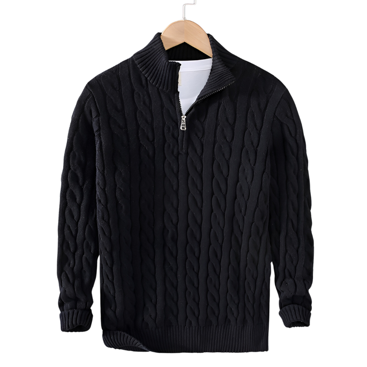 Pull Torsadé Élégance à Demi-Zip - Maison Claire et Sylvie
