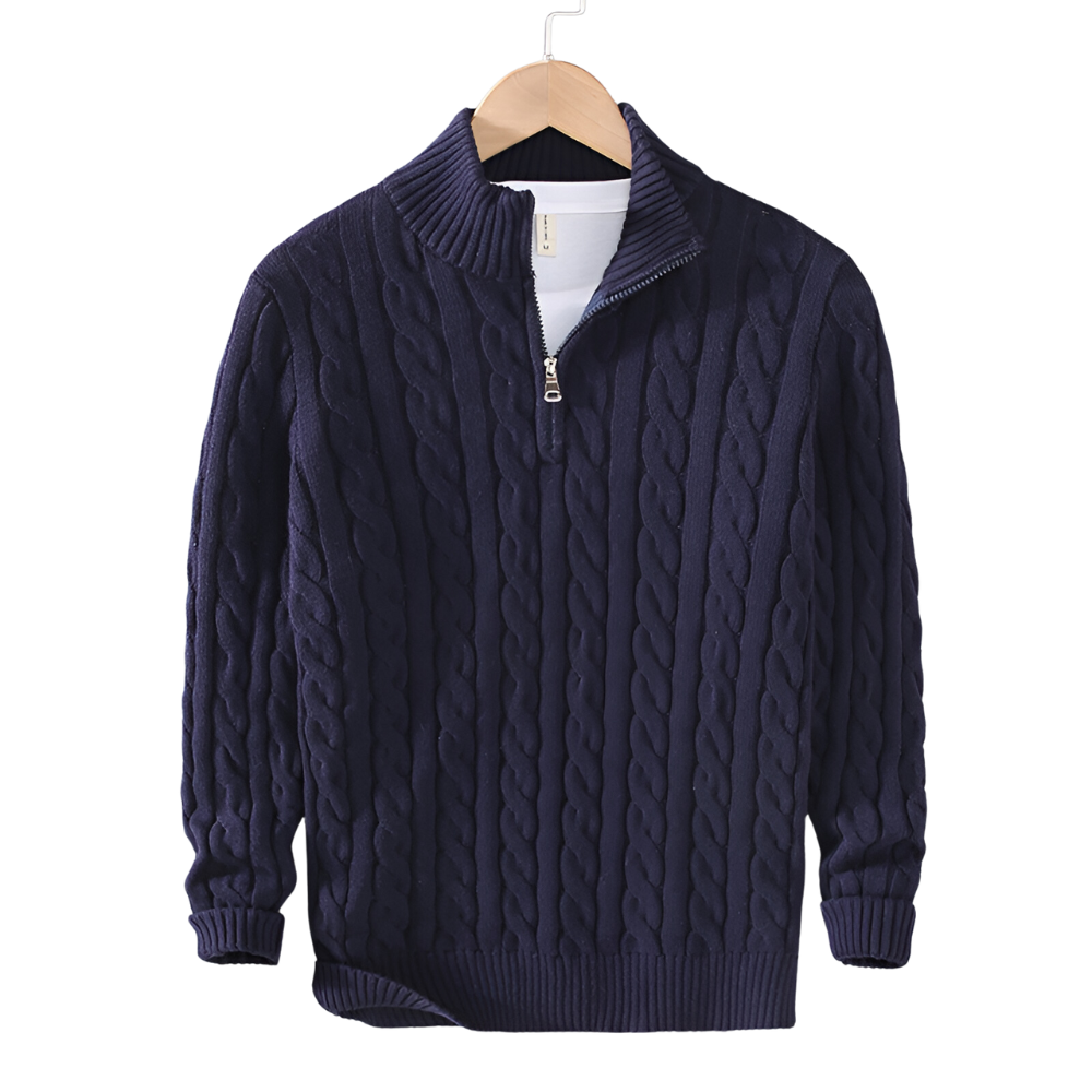 Pull Torsadé Élégance à Demi-Zip - Maison Claire et Sylvie