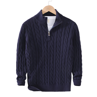 Pull Torsadé Élégance à Demi-Zip - Maison Claire et Sylvie