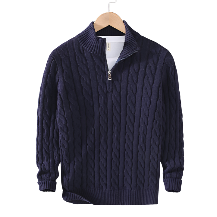 Pull Torsadé Élégance à Demi-Zip - Maison Claire et Sylvie