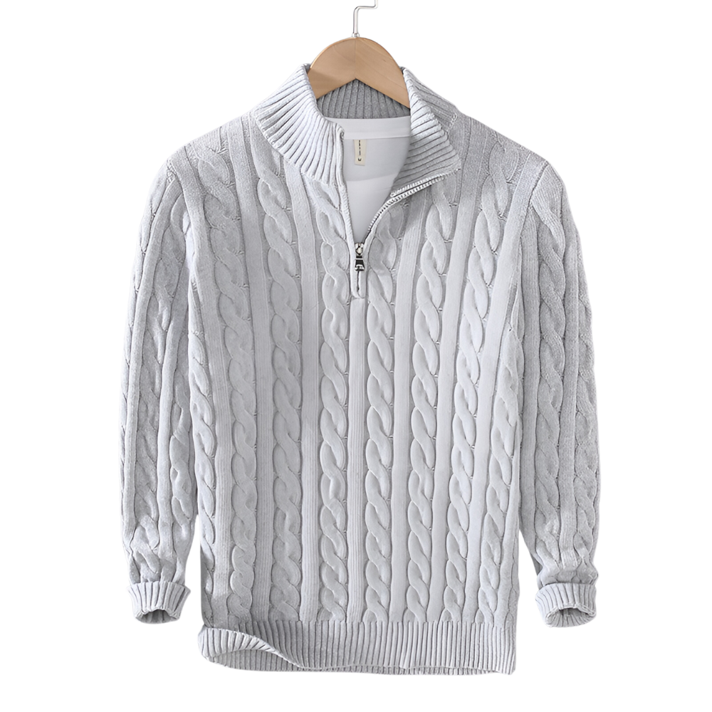 Pull Torsadé Élégance à Demi-Zip - Maison Claire et Sylvie