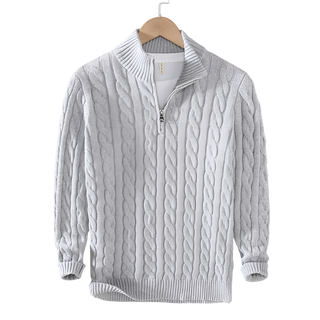 Pull Torsadé Élégance à Demi-Zip - Maison Claire et Sylvie