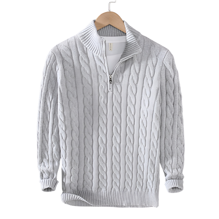 Pull Torsadé Élégance à Demi-Zip - Maison Claire et Sylvie