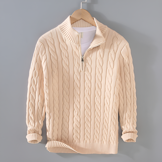 Pull Torsadé Élégance à Demi-Zip - Maison Claire et Sylvie
