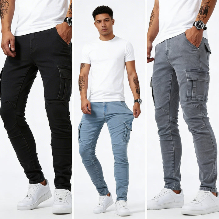 LAURENT MONACO | JEANS CARGO EN DENIM POUR HOMMES